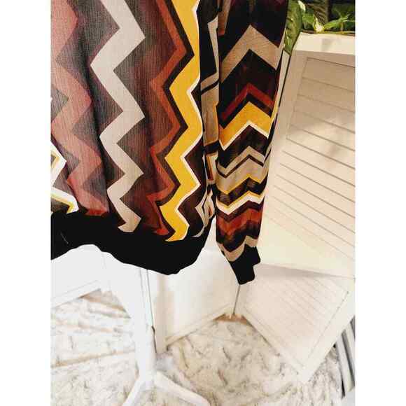 MISSONI HERRINGBONE BROWN BLACK YELLOW SWEATER SIZE XL - Picture 3 of 6